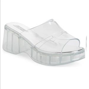 Jeffrey Campbell Jelli clear faux leather platform sandals